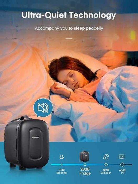 Mini frigider portabil FOHERE, frigider mic de 5 litri/6 cutii