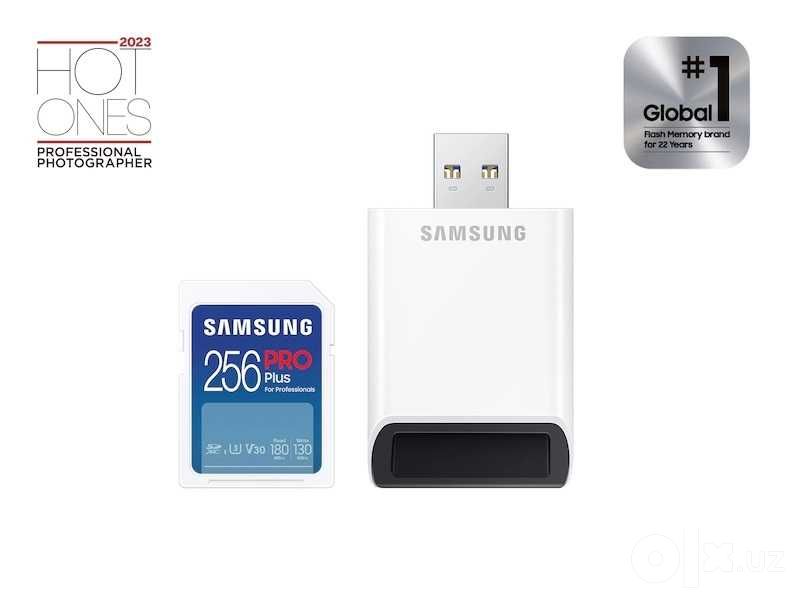 Samsung PRO Plus 256 ГБ SDXC U3 V30 + USB-ридер 180/130
