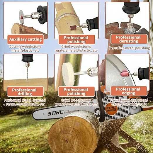 Kit de ascuțire a lanțului pentru drujbe electrice fără fir cu 2 baterii Set de scule de ascuțire 20000 RPM