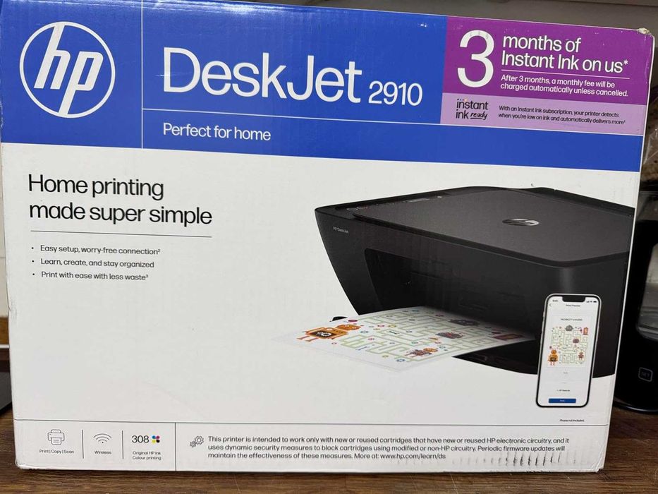 Многофункционален принтер HP DeskJet 2910, безжичен, цветен