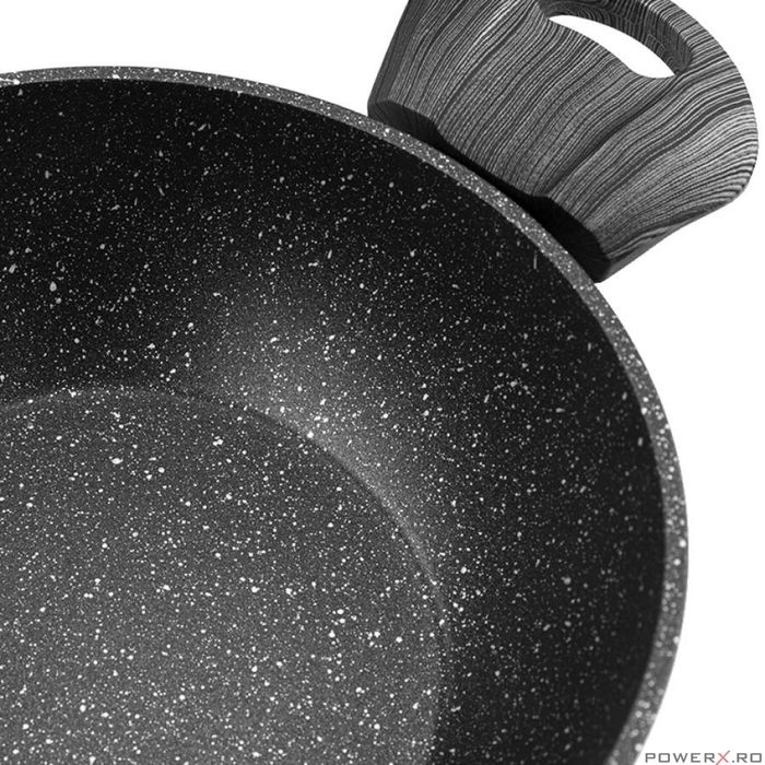 Oala din aluminiu, cu invelis marmorat antiaderent, cu capac,