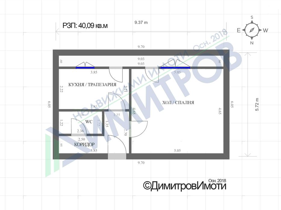 Продава гарсониера 40 м2. в гр. Нови пазар, Бялата чешма. САНИРАН жилищен блок. Нисък етаж.