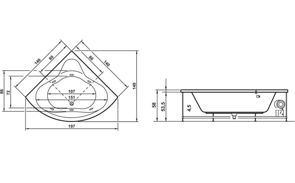 Vand cada colt acril 140x140
