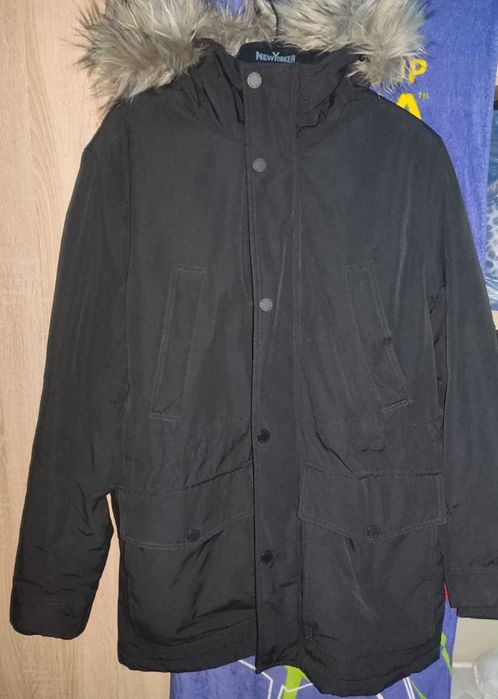 Geaca barbati - H&M Padded Parka cu gluga si blana - marimea M