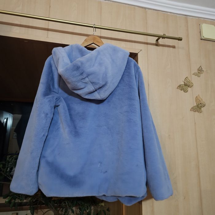 Шубка Coton голубая с капюшоном