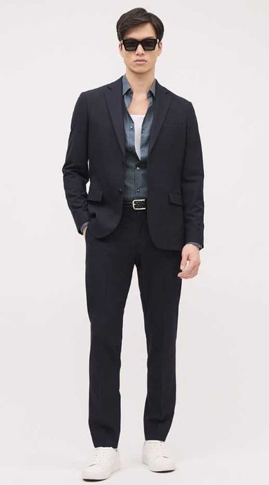 Sacou blazer 42 XL slim Massimo Dutti NOU lana Finest Italian gri