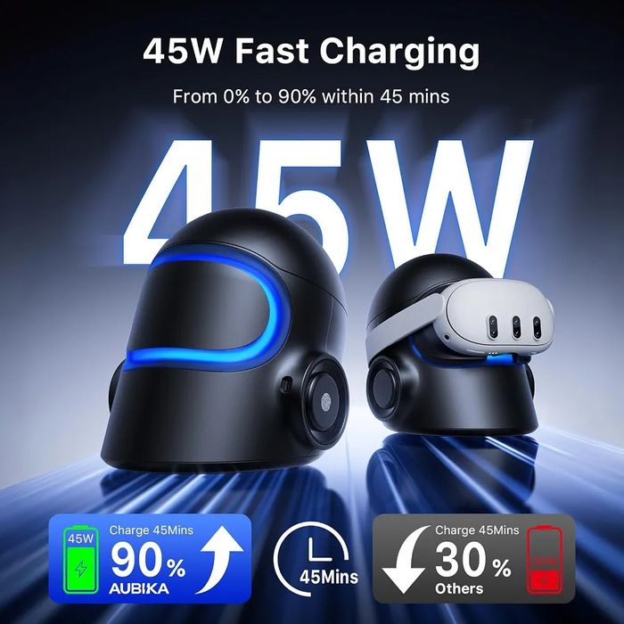 Зарядна станция Aubika VR CyberCore Lite 45W за Meta Quest 3/3S, Vision Pro, Pico