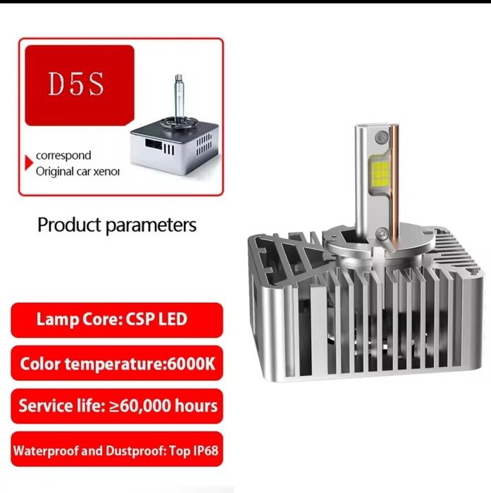 Set 2 Becuri LED Faruri D5S CANBUS 70W 30000LM 6000K HID to LED