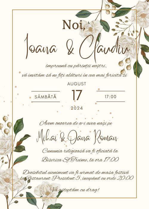 Invitatii nunta/botez, Meniuri, Nr de masa etc