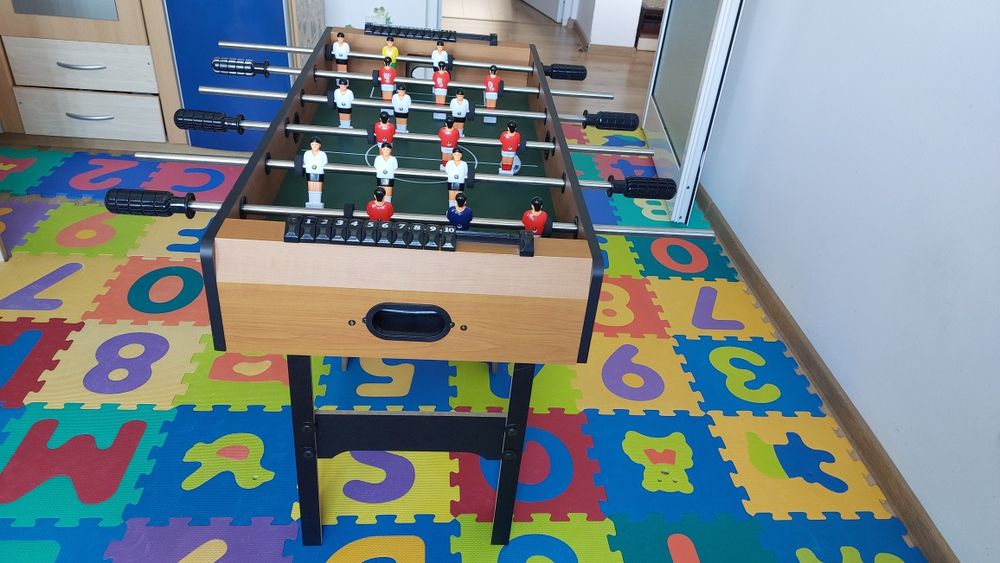 Masă Multijoc 4 în 1 cu Fotbal de Masă, Hochei, Ping Pong și Biliard