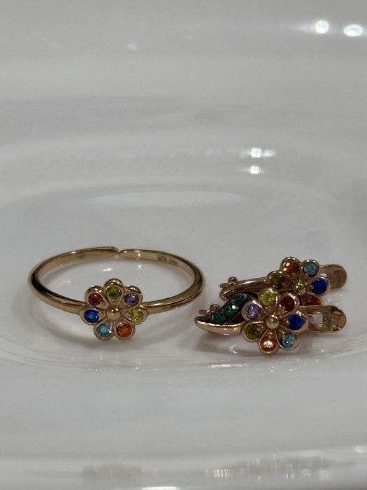 Детский комплект сережки кольцо