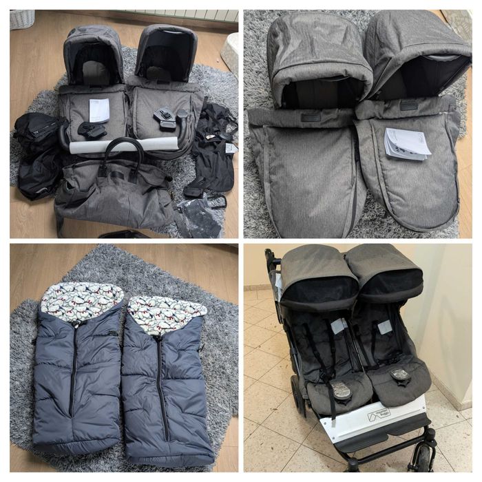Mountain Buggy Duet Luxury Twin Pushchair With 2 Carrycots