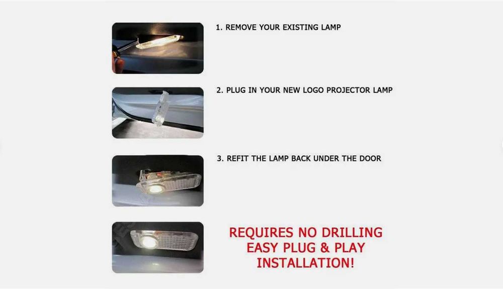 Set 2 lampi led logo Alfa Romeo proiectie holograma