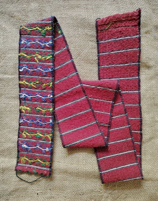 Brâu costum popular, motiv floral, lucru de mână