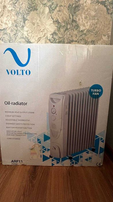 Мощный масляный обогреватель VOLTO 2500W с ТУРБО-вентилятором