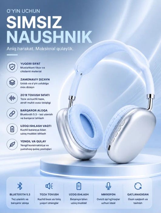 P 9 simsiz naushnik.  Toshkent shaxri bo'ylab yetkazib berish 20000som