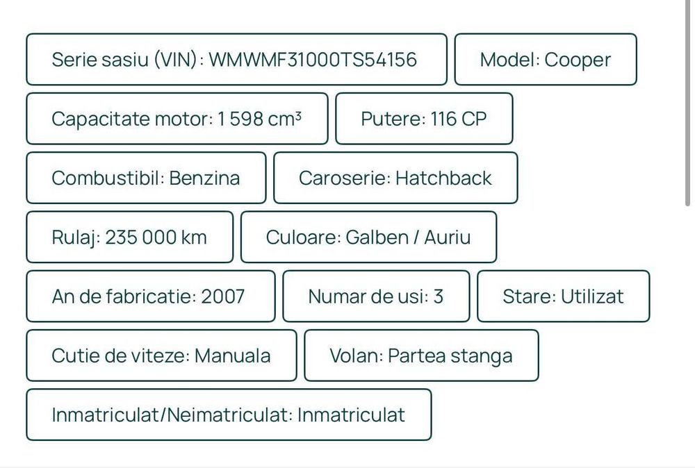 Mini Cooper 1.6 benzina 2007
