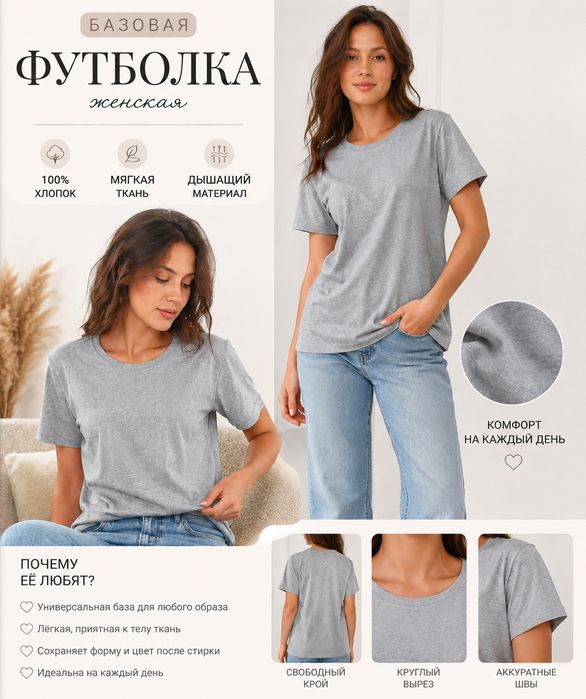 Футболка базовая серая
