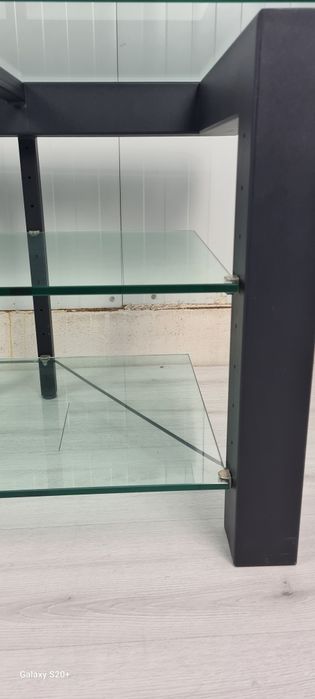 Немски Schroers & Berlin Телевизионна маса от стъкло стомана