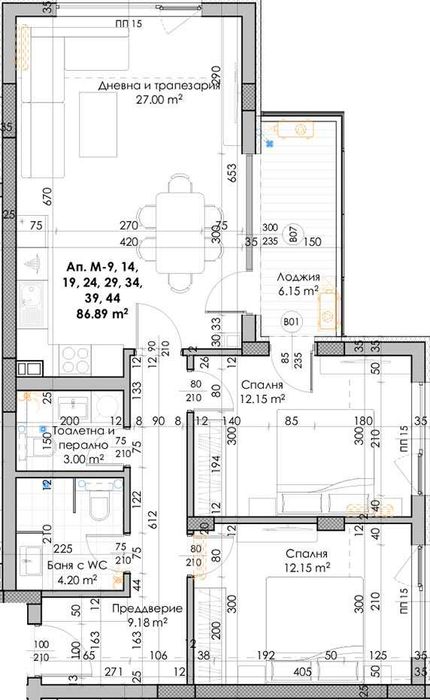 Тристаен апартамент с АКТ 14 - Южен