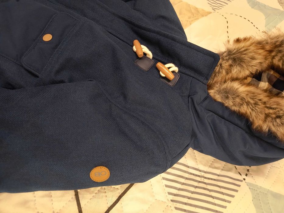 Ново топло синьо водоустойчиво палто с подплата Okaidi  размер 86 см