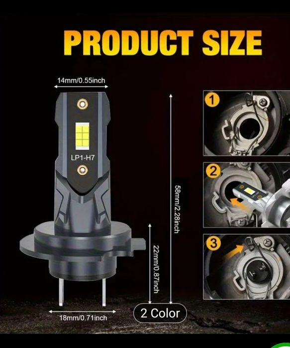 Set 2 becuri led H7 12V auto
