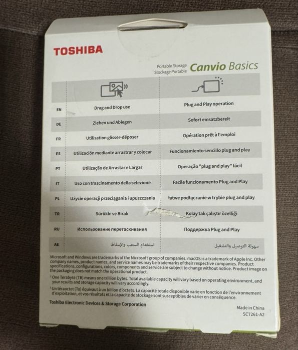 Hard disk extern Toshiba Canvio Basics, 1TB, USB 3.0