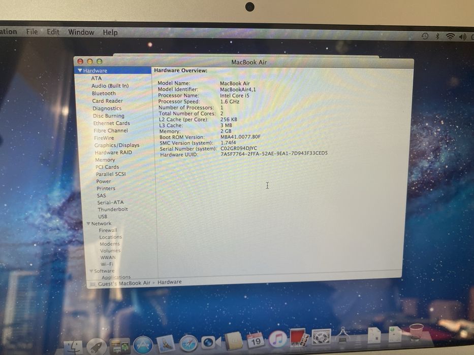 MacBook Air (11-inch, Mid 2011) model: A1310