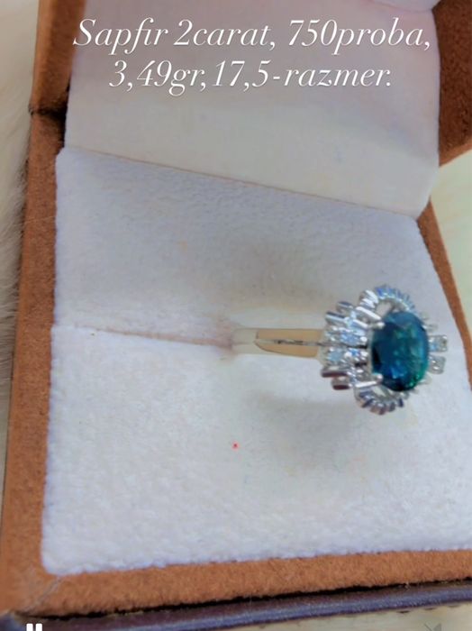 Элегантный кольцо с бриллантами и сапфирам 2 саратов 750проба 3,49gr