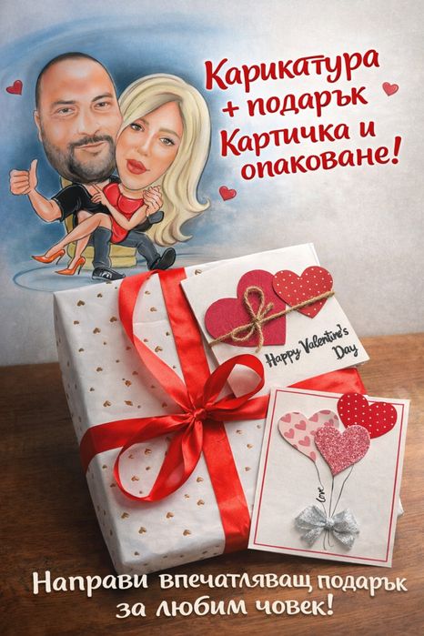 Ръчно рисувана Карикатура + 2 подаръка към нея