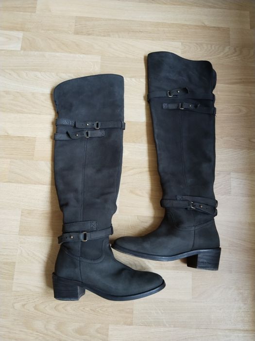 Massimo Dutti женские черные кожаные сапоги ботфорты , размер 38