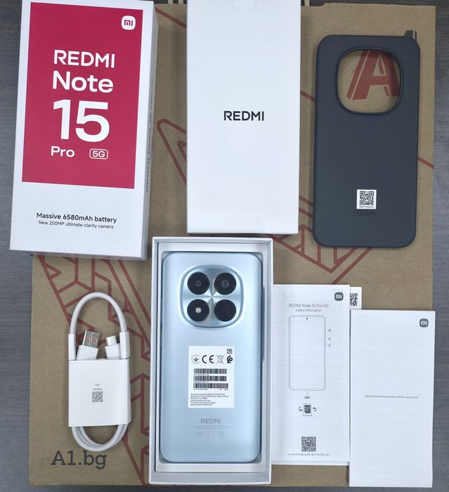 ЧИСТО НОВ 256GB Xiaomi Redmi Note 15 PRO 5G 8GB Гаранция А1 2г. 2028 Black / Черен