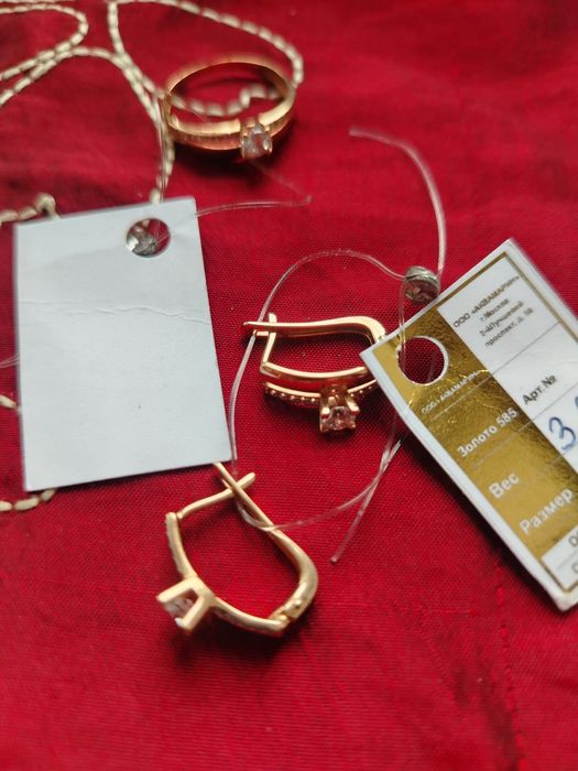 Комплект, серьги и кольцо