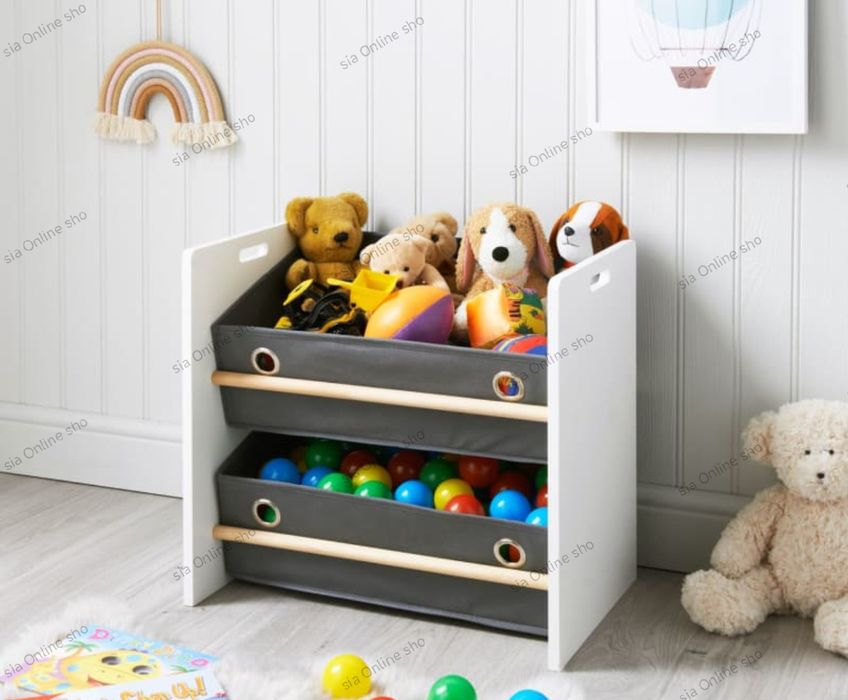 Етажерка MDF с два текстилни Рафта, 55x35x50cm