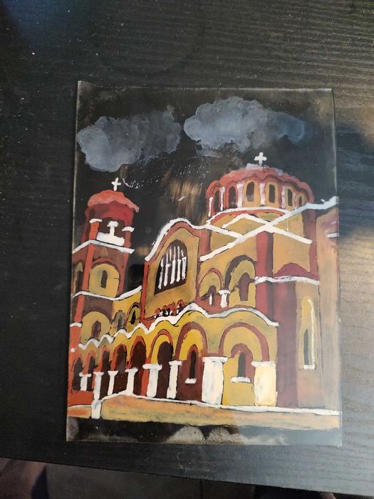 Pictura sticla "Manastire"