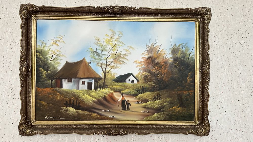 Tablou pictat V. Cazacu panza vintage clasic pictura