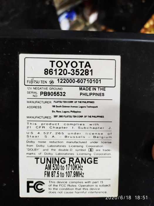 автомагнитола  TOYOTA