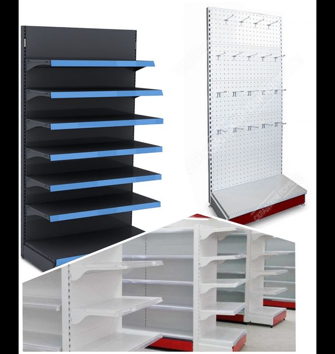 Supermarket tokchalari, Stelaj polka, Prilavkalar