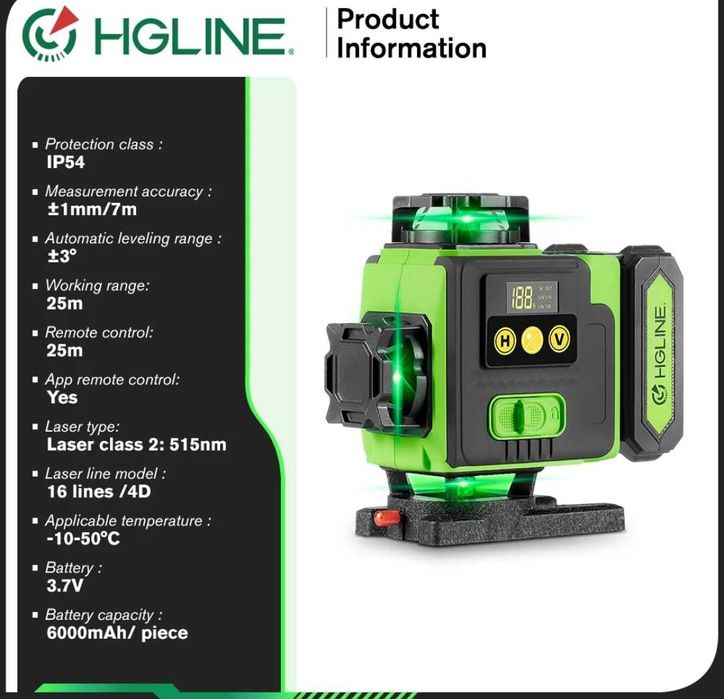 Nivela laser 4D,16linii,baterii,telecomanda,minitrepied,AUTONIVELARE