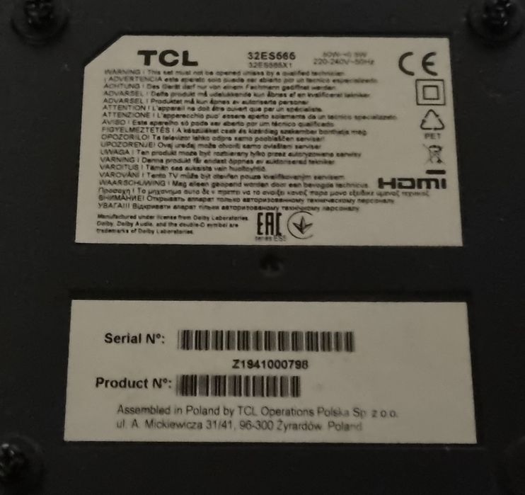 Телевизор Smart TCL 32"