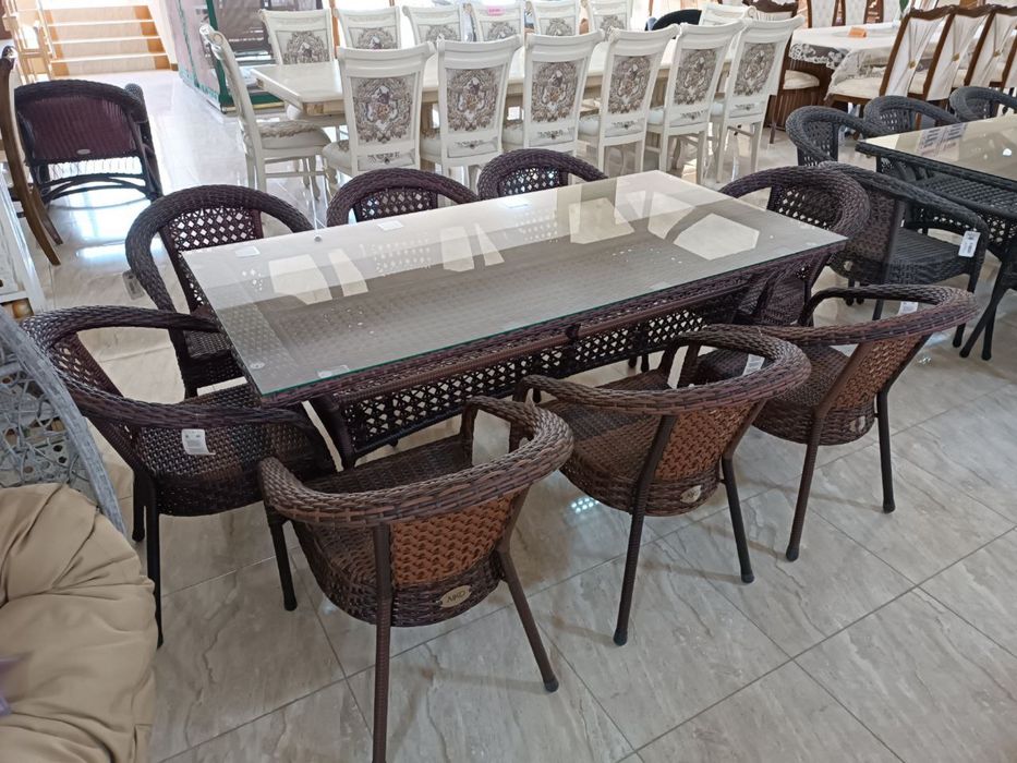 Садовый плетёный комплект стол стул Ротанг тукима мебел на заказ