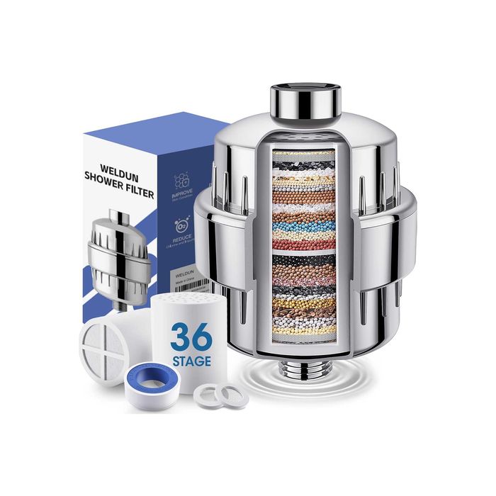 Filtru de dus 36 trepte cu vitamina C, pentru apa dura, cartus inlocuibil