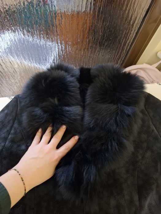 Cojoc piele cu guler blana naturala - ultima bucata