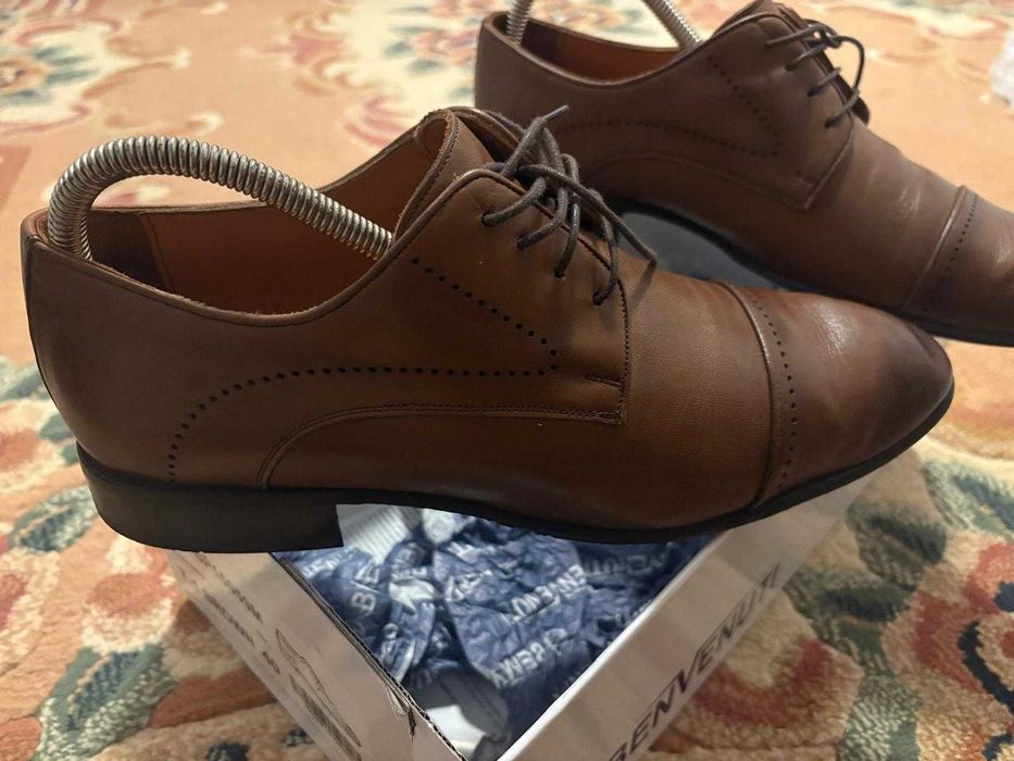 Pantofi derby bărbați Benvenuti maro din piele, 40