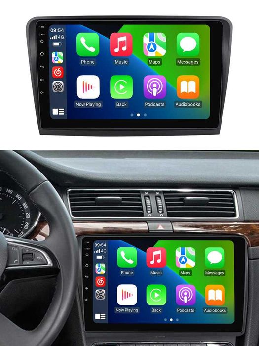 Navigatie Android 14 SKODA SUPERB 1/8 Gb Waze CarPlay + CAMERA