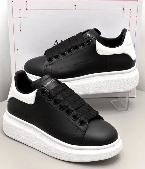 Adidasi Alexander Mcqueen albi negri piele
