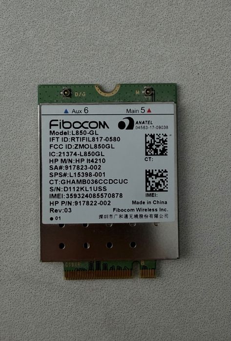 Modem 4G HP Fibocom L850 GL  CAT 9 450Mbps M.2