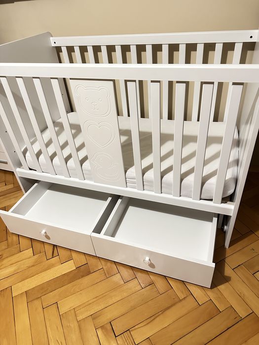 Дървена кошара на три нива с матрак и подарък протектор за матрачето