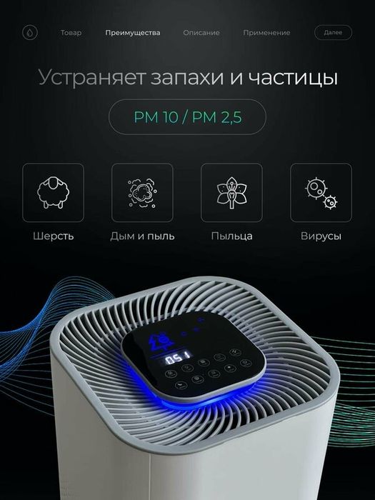 Очиститель ионизатор воздуха для дома, воздухоочиститель от пыли