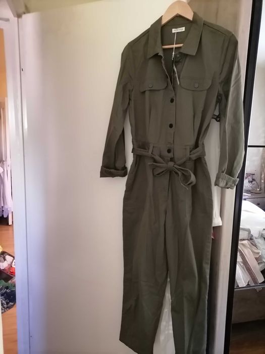 Salopeta groasa nouă,casual, kaki,f.eleg,buzunare later./piept, cordon